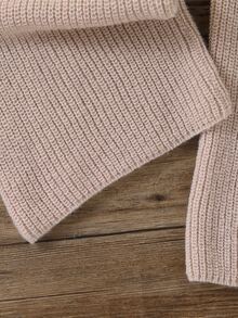 Tween Girl) Apricot Long Sleeve Cardigan Sweater Set With Long Pants, Ribbed Knit, Suitable For Spring, Autumn, Winter, Pairs With Jeans, Coats, Padded Jackets - Apricot - View 6