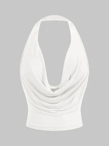 Sweetina Women Scoop Neck Sleeveless Cropped Y2K Red Sexy Top, Stylish Plain Color - White - View 2