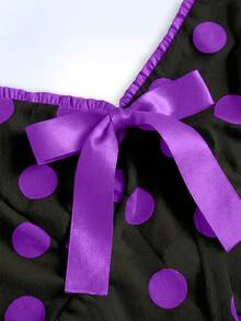 Y2Kool Vecteezy 黑色波點對比蝴蝶緞面網紗半透性感掛脖背心女款休閒街頭風 春/夏派對夜店外出穿搭 - 紫色 - 查看 3