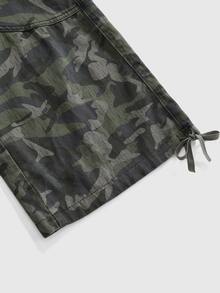 ROMWE Celana Jeans Kargo Potongan Lurus Longgar Multi-Saku Motif Kamuflase Y2K Musim Gugur Musim Dingin Musim Semi Kasual Jalanan - Hijau Tentara - View 10