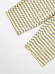 Rovax Summer Casual Striped T-Shirt And 3/4 Pants 2 Pieces Set - Multicolor - View 5