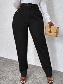 Eryvara Women's Casual Slim Fit Pants With Belt, Autumn Fall Cloth For Women - Black - View 4