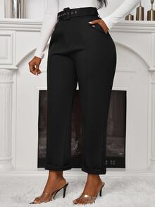 Eryvara Women's Casual Slim Fit Pants With Belt, Autumn Fall Cloth For Women - Black - View 6