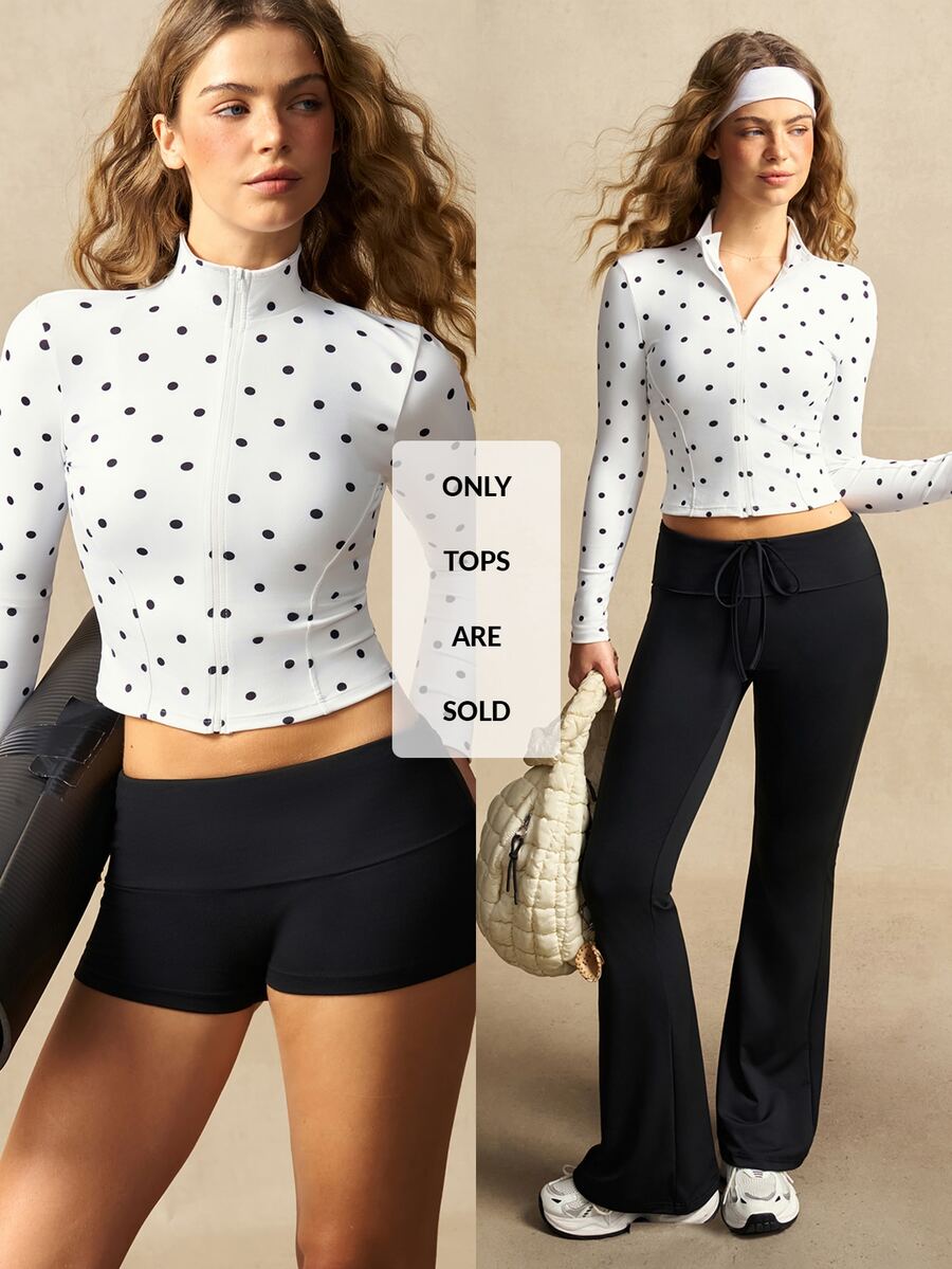 VARSIVA Zip Through BBL Velour Polka Dot Active Jacket Only Sport Workout Gym Cute Pilates Fitness Daily