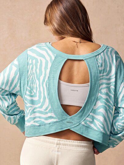VARSIVA Women's Casual Versatile Zebra Stripe Colorblock Sports Activewear Top T-Shirt For Running And Fitness