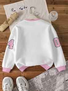 SHEIN | PAW Patrol Young Girl Letter Cartoon Print Casual Daily Long Sleeve Sweatshirt - White - View 2
