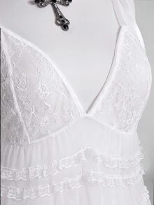 SHEIN ICON Women's Plus Size Sexy Black Lace Top - White - View 9