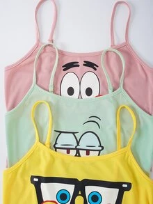 SpongeBob SquarePants | SHEIN Women's Summer Casual Cartoon Print Camisole - Multicolor - View 10
