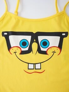 SpongeBob SquarePants | SHEIN Women's Summer Casual Cartoon Print Camisole - Multicolor - View 4