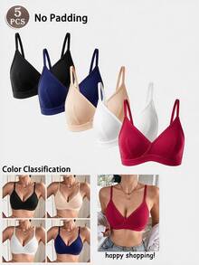 Snug Zone Women's Non-Wired Bra Set 5pcs - Multicolor - View 1