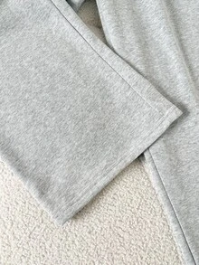 SHEIN Teen Girl High Elastic Waist Loose Wide Leg Sweatpants With Pockets, Versatile Grey Draped Athletic Long Pants For Campus - Grey - View 7