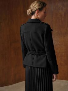 MOTF PREMIUM WOMEN'S AUTUMN/WINTER WOOL SINGLE-FACED COAT - Black - View 5