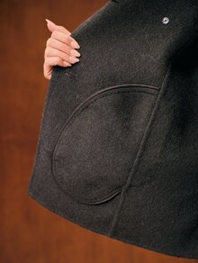 MOTF PREMIUM WOMEN'S SHORT DOUBLE-FACED WOOL OVERCOAT WITH LAMB WOOL COLLAR, AUTUMN/WINTER NEW STYLE - Dark Grey - View 9