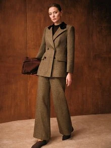 MOTF PREMIUM WOMEN'S COMMUTER CONTRAST COLLAR BLAZER - Coffee Brown - View 6