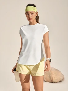Exploreva Exploreva Kaos Wanita Polos Kasual Serbaguna untuk Pakaian Sehari-hari & Aktivitas Luar Ruangan - Putih - View 3