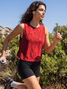 Exploreva Exploreva Casual Solid Color Breathable Sports Tank Top, Summer - Red - View 4