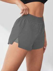Exploreva Exploreva 1pc Summer Lightweight Shorts With Shorts Lining, Comfy & Opaque For Yoga, Jogging Comfy Short - Grey - View 8
