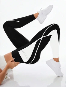 Exploreva Exploreva Women's Contrast Color Pocket Sports Leggings - Multicolor - View 5