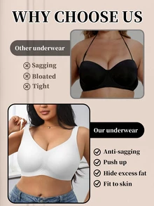 1pc Women Minimalist Comfortable Solid Color Jelly Gel Supportive Non-Removable Cup Wireless Plus Size Bra Wedding. - White - View 7