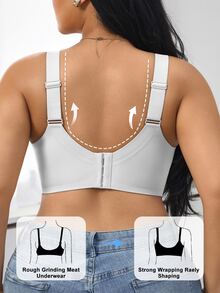 1pc Women Minimalist Comfortable Solid Color Jelly Gel Supportive Non-Removable Cup Wireless Plus Size Bra Wedding. - White - View 2