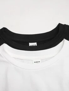 SHEIN Girlism Teen Girls T-Shirts Buy 1 Get 1 Free - Black and White - View 6
