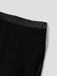 SHEIN Tall CURVE Plus Size Women's Solid Color Casual Versatile Daily Wear Skirt Fall - Black - View 6