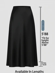 SHEIN Tall CURVE Plus Size Women's Solid Color Casual Versatile Daily Wear Skirt Fall - Black - View 10