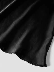 SHEIN Tall CURVE Plus Size Women's Solid Color Casual Versatile Daily Wear Skirt Fall - Black - View 9