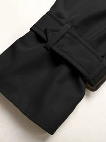 SHEIN Kids Tween Girls Loose Casual Waisted Elegant Short-Cut Fashion Trench Coat, For Autumn/Winter - Black - View 6