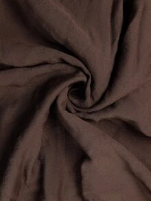 Linhara CURVE Plus Size Autumn Casual Colorblock Placket Shirt - Coffee Brown - View 8