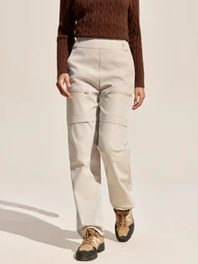 Exploreva Exploreva Women's Solid Color Casual Outdoor Pants With Pockets - Apricot - View 7