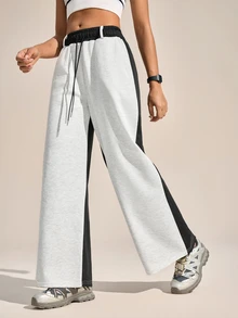 Exploreva Exploreva Women's Solid Color Knit Outdoor Sweatpants - Light Grey - View 5
