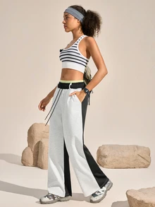 Exploreva Exploreva Women's Solid Color Knit Outdoor Sweatpants - Light Grey - View 7