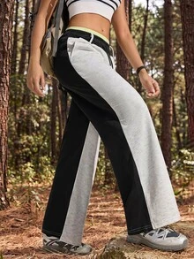 Exploreva Exploreva Women's Solid Color Knit Outdoor Sweatpants - Light Grey - View 1
