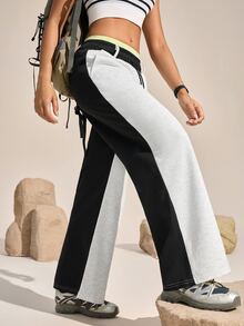 Exploreva Exploreva Women's Solid Color Knit Outdoor Sweatpants - Light Grey - View 2