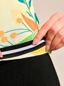Exploreva Exploreva Women's Long Sleeve Ditsy Floral Cycling Jersey - Light Yellow - View 4