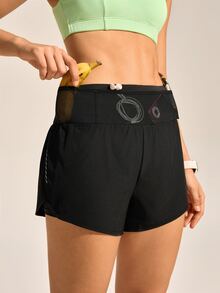 Exploreva Exploreva Women's Mesh Patchwork Casual Versatile Daily Outdoor Shorts - Black - View 4