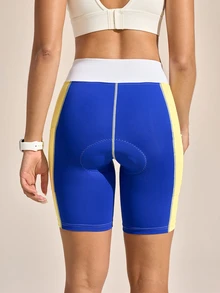 SHEIN Sports 女士撞色拼接修身骑行短裤 - 明亮 - 查看 5
