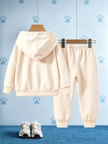 SHEIN | PAW Patrol Young Boy Cartoon Print Hoodie & Joggers 2pcs Set, Spring/Autumn/Winter - Apricot - View 2