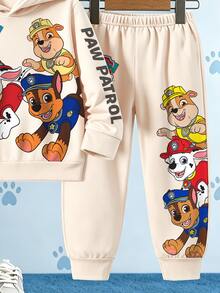 SHEIN | PAW Patrol Young Boy Cartoon Print Hoodie & Joggers 2pcs Set, Spring/Autumn/Winter - Apricot - View 5