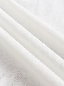 Omancia 女款標準尺寸V領雙眼木鈕扣裝飾方格花卉拼接落肩休閒度假襯衫，適合辦公與度假，黑白配色夏季款 - 白色 - 查看 4