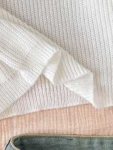 SHEIN Tween Girls Tween Girl Simple Autumn/Winter Casual Versatile Daily Solid Color Sweater - White - View 8