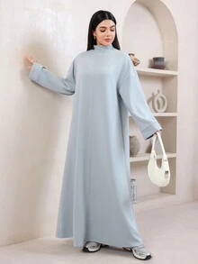 Veilorie Women's Solid Color Casual Long Sleeve Sweatshirt For Gatherings And Outings - Grey - View 2