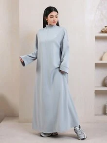 Veilorie Women's Solid Color Casual Long Sleeve Sweatshirt For Gatherings And Outings - Grey - View 3