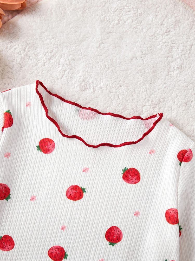 SHEIN Kids 2 Pieces Newborn Cute Cartoon Pattern Ruffled Round Neck Short-Sleeve Knitted Comfortable Fit Autumn - Multicolor - View 4