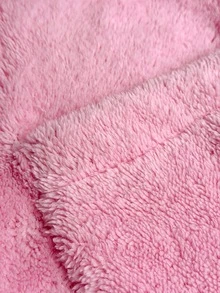 SHEIN Soft Pink Zip Up Welsoft Plush Lounge Set With Pockets - Pink - View 6