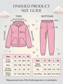 SHEIN Soft Pink Zip Up Welsoft Plush Lounge Set With Pockets - Pink - View 8