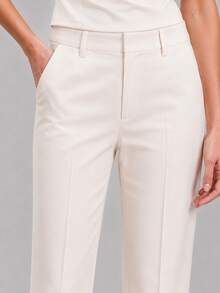 Zerodot Women Cream Tailored Capri Suit Pants Office Formal Spring Fall - Apricot - View 5