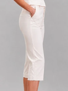 Zerodot Women Cream Tailored Capri Suit Pants Office Formal Spring Fall - Apricot - View 3