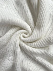 Breezaya European And American Fall Women's Round Neck 3D Cable Knit Waist Cinched Mermaid Puff Lantern Sleeve Office Everyday Date Commute White - White - View 4